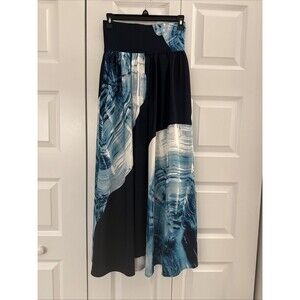 Aruba Ocean A-Line High Waist Floor Length Light Pleats Zip Closure Skirt XS
